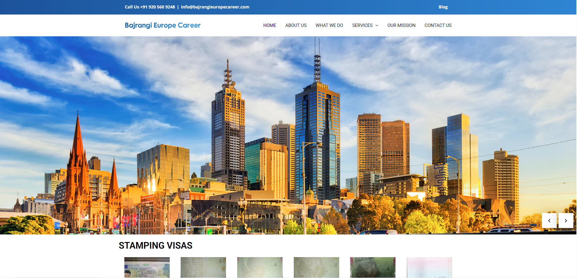 Bajrangieuropee Stamping & Visa Services Website Project