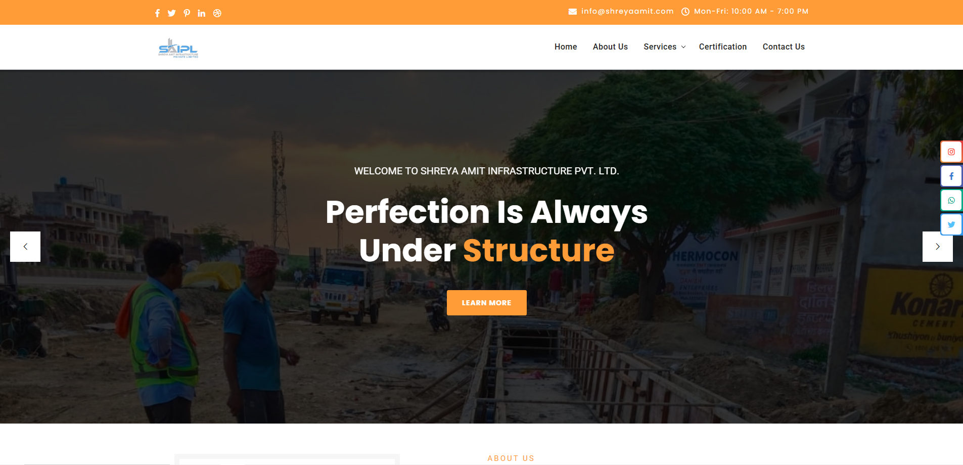Shreya Amit Infrastructure Website Project
